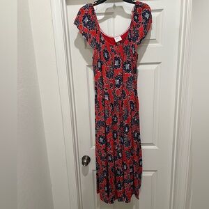 Knox Rose Red & Blue Floral Midi Dress